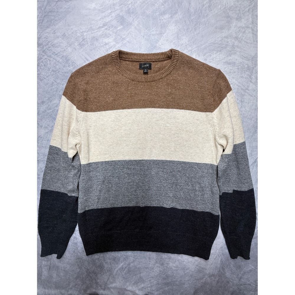 J Crew‎ Colorblock Striped Crewneck Sweater Mens sz M preppy fisherman heritage